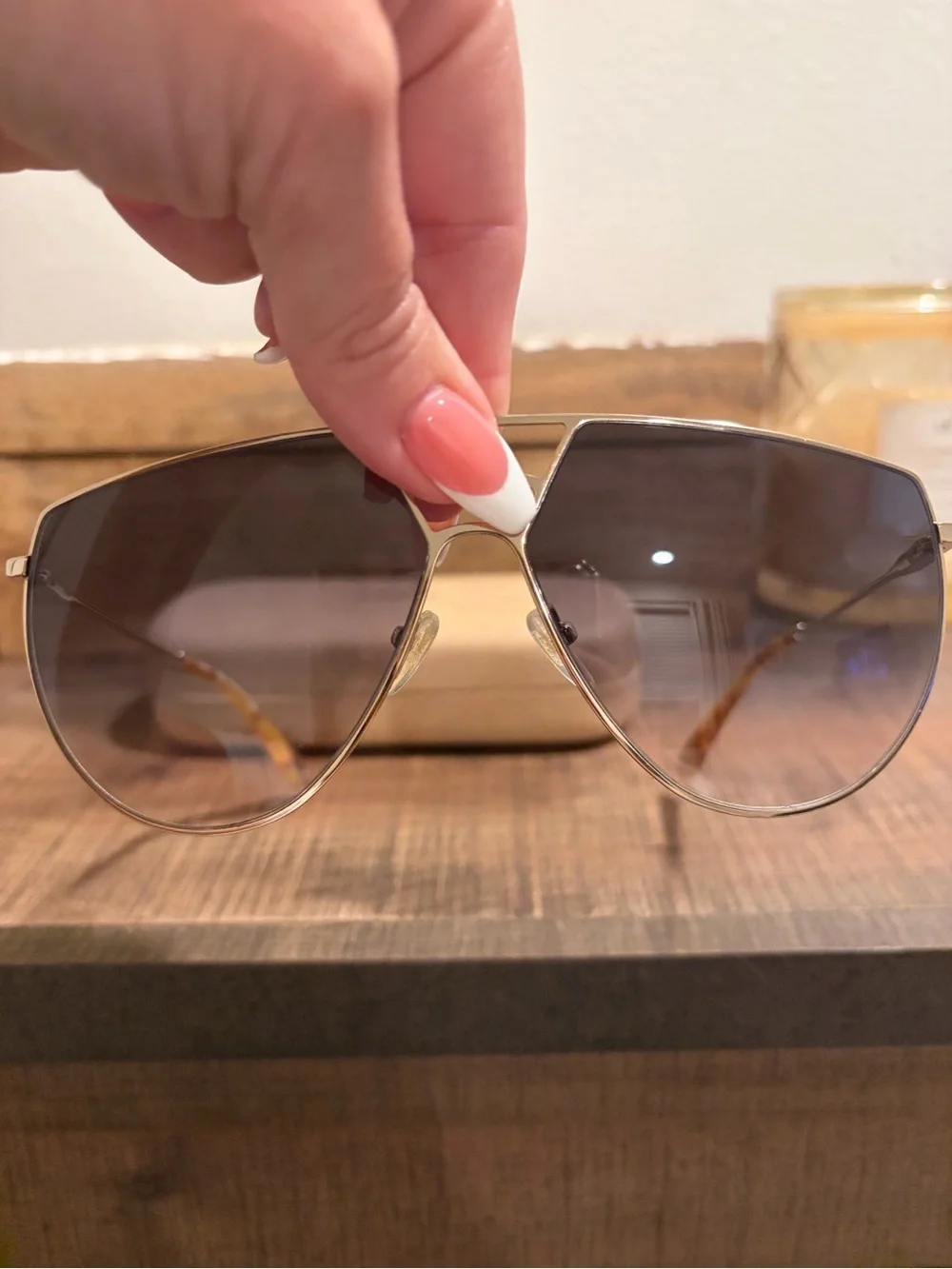Chloe Aviator Gradient Smoke Sunglasses